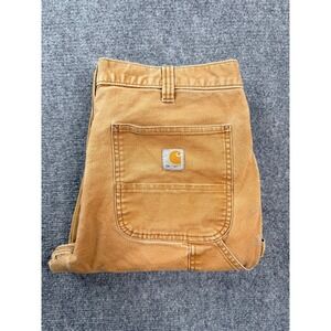 Carhartt Relaxed Fit Mens 34x32 Tan Brown Distressed Carpenter Double Knee Work